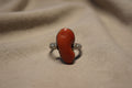 Anello Corallo rosso e Pavè di zirconi in argento 925%