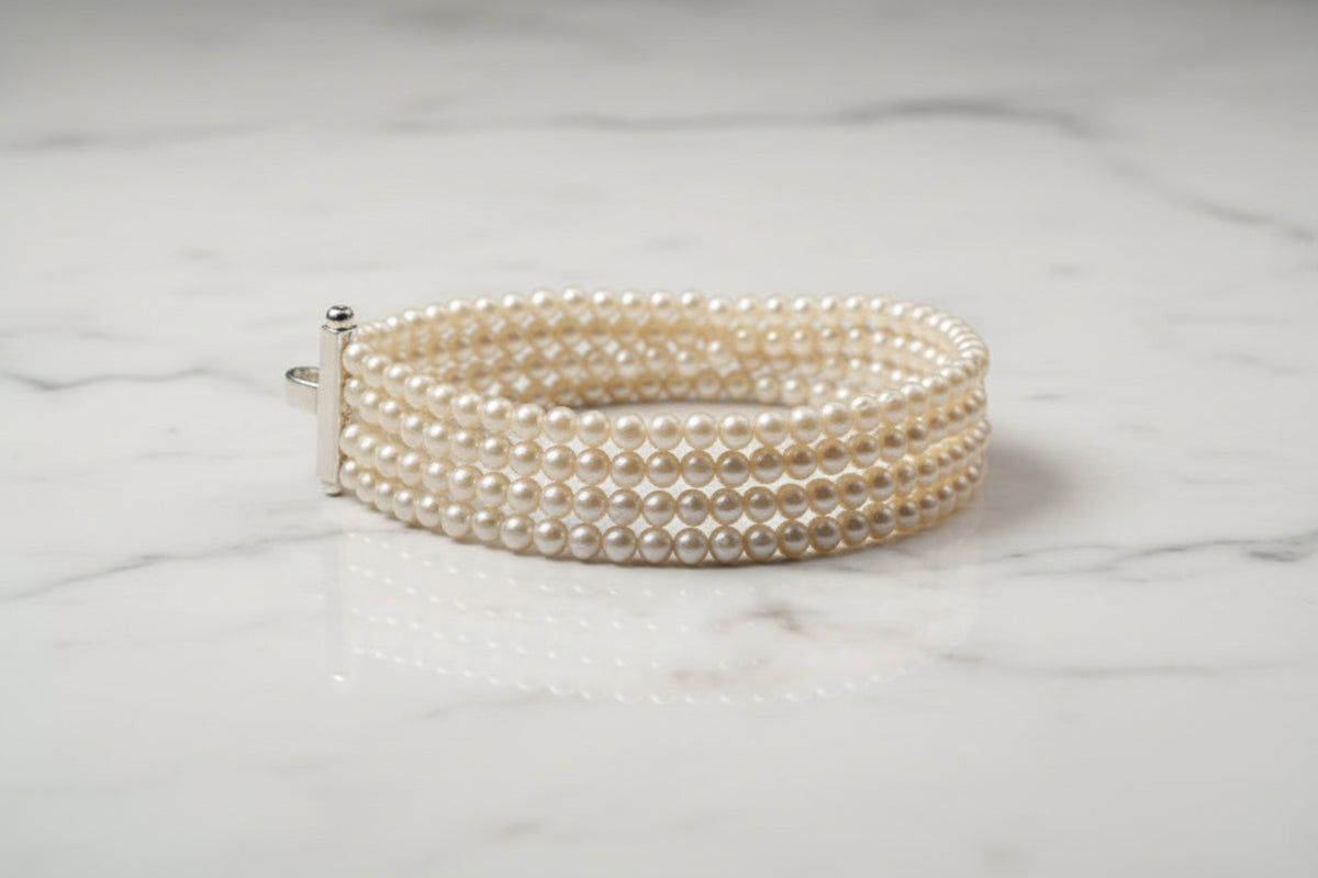 Bracciale a 5 fili con perle coltivate