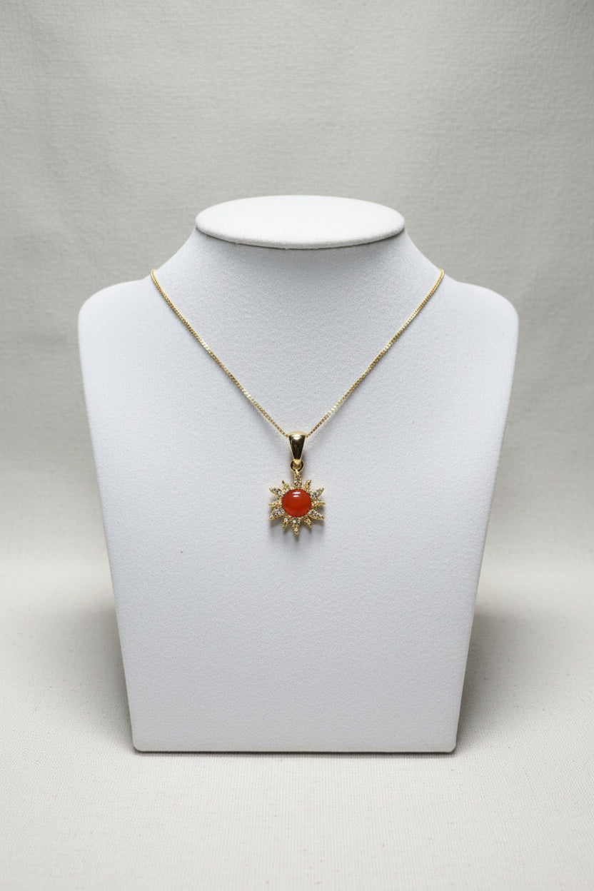 Collana "Sole Radioso" con Corallo e Zirconi
