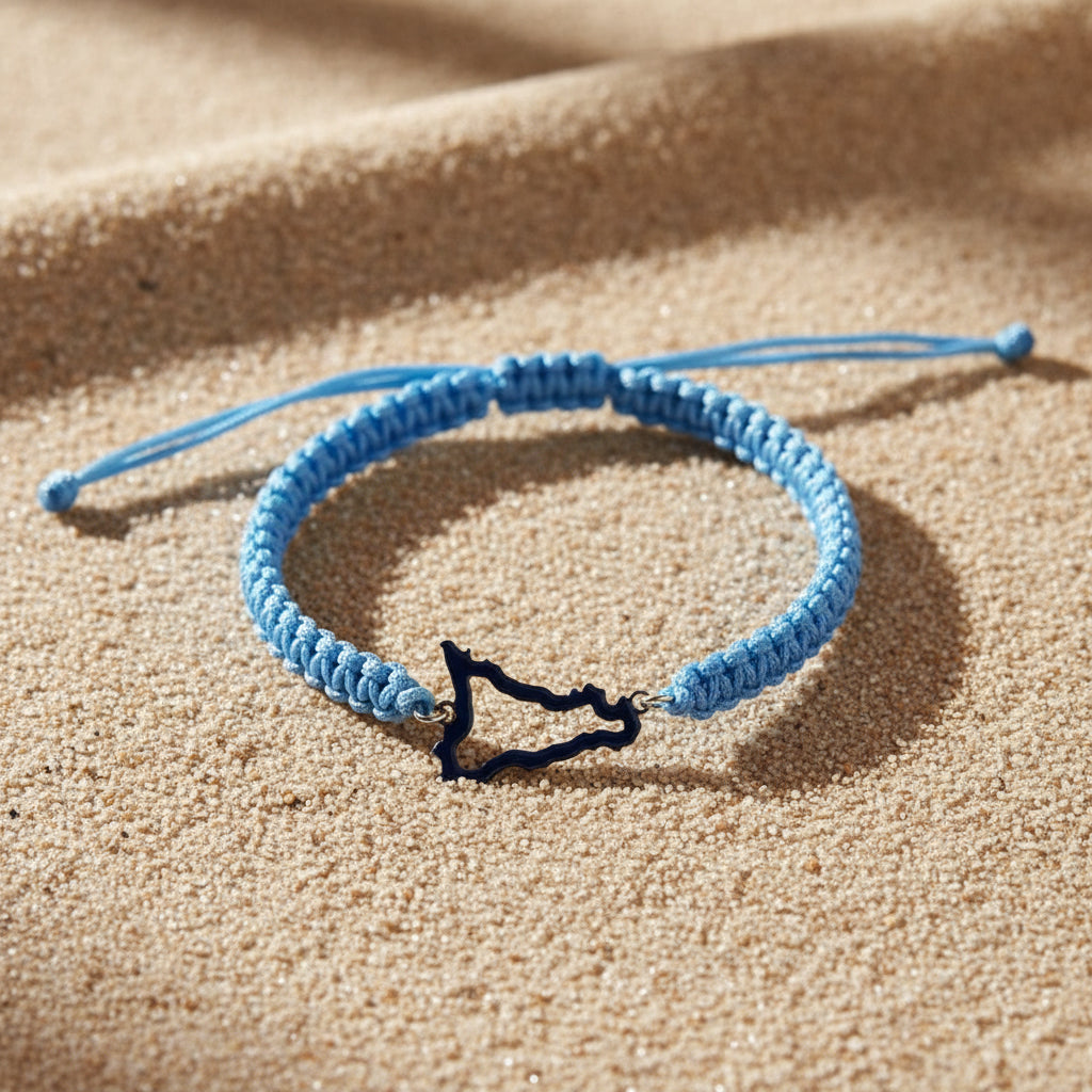 Bracciale artigianale Cuore di Sicilia in argento 925% azzurro e smalto blu