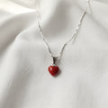 Collana pendente cuore in corallo